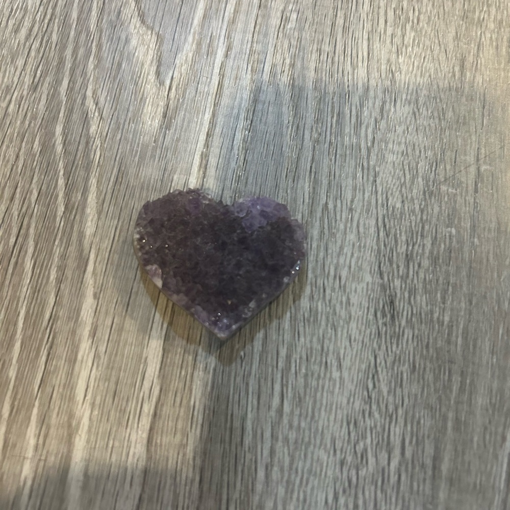 Heart-Shaped Purple amethyst crystal third eye and crown chakra calming healing